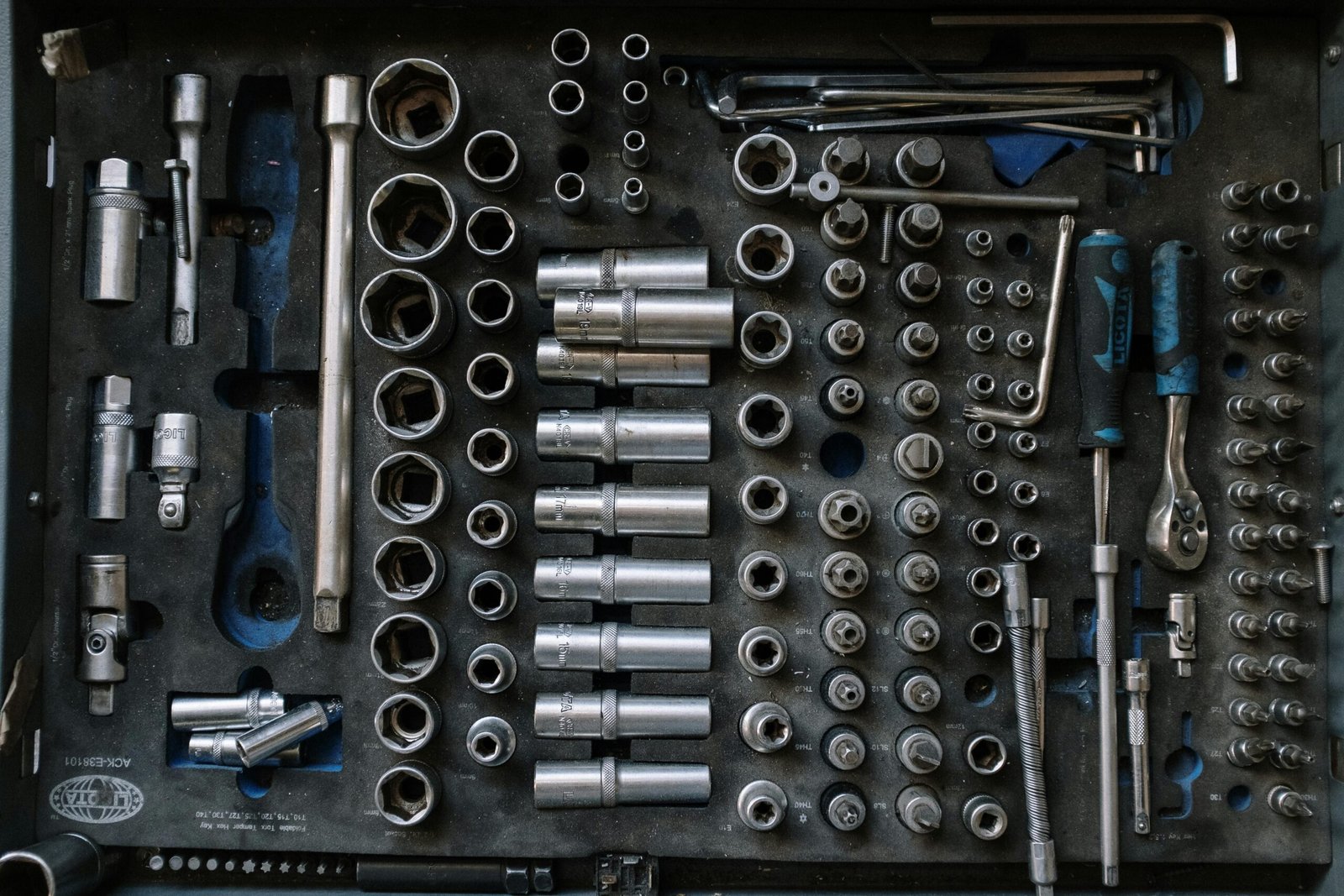 Silver and blue metal tools